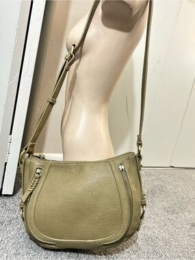 Olive Green Leather Crossbody Shoulder Bag - missing other tassel
